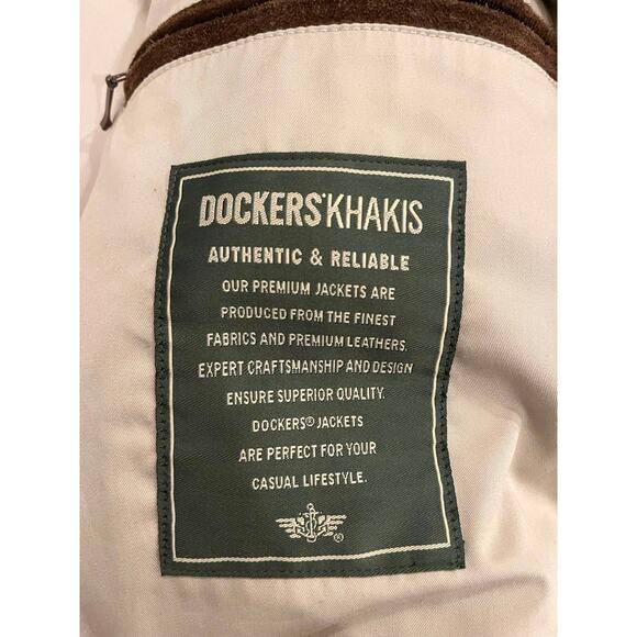 Dockers 100% Leather Suede Full Zip Jacket Men XL Grunge Dark Academia Twee VTG - Picture 8 of 10